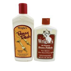 Wright's Brass Polish 2 x 8 oz Bottles 1 Full + 1 95% Full Copper Chrome Bronze